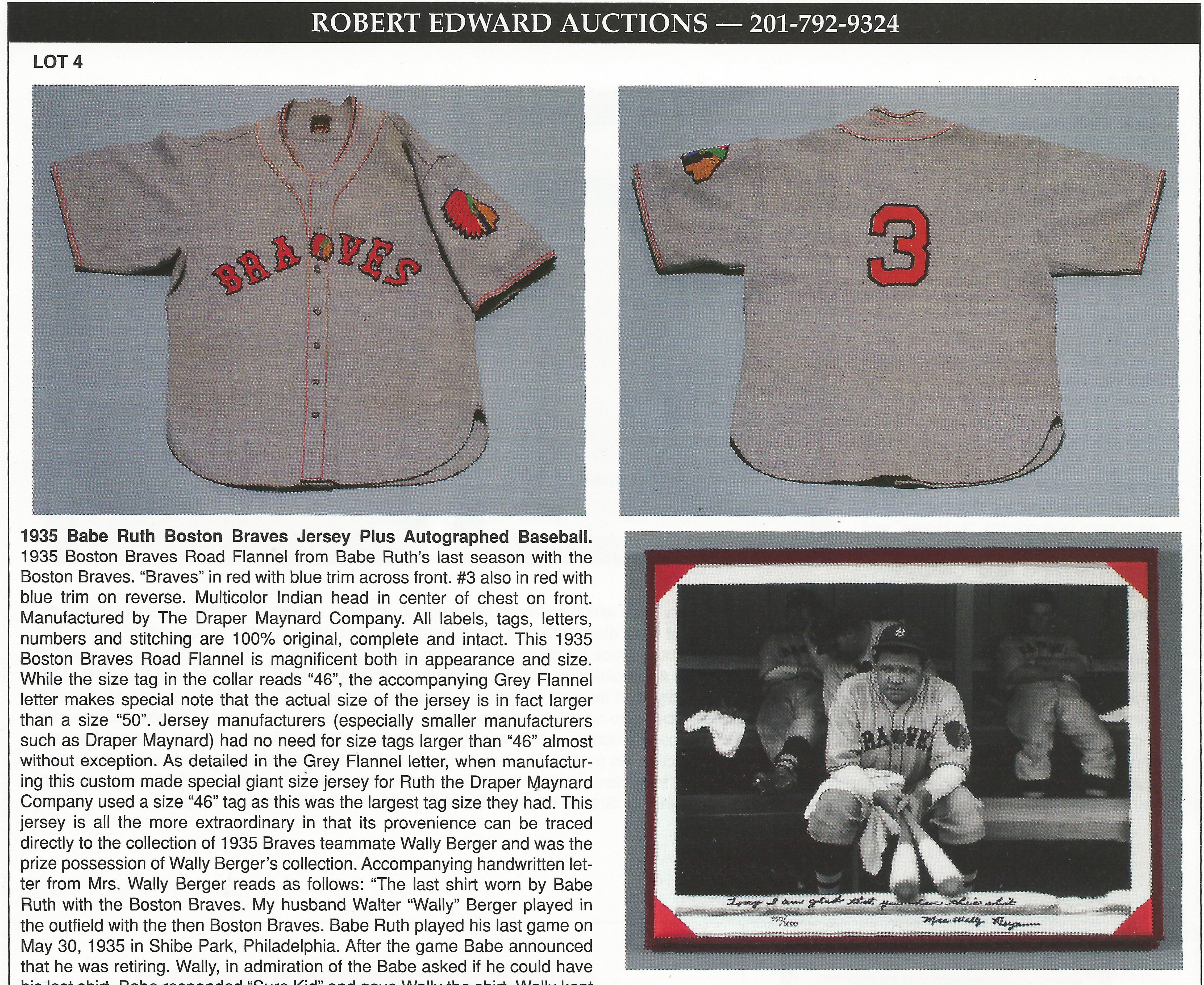 babe ruth game worn jersey